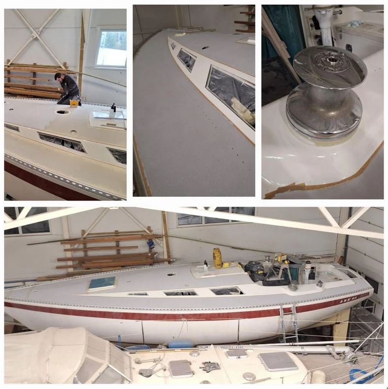 Sweden Yacht bei Mosel Yachting - Rumpf zur Überarbeitung im Dock