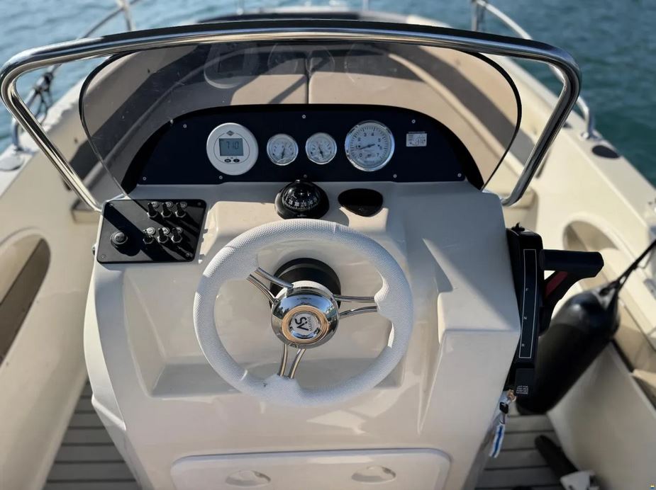 Gepflegtes Sportboot, gebrauchter Bowrider - Ansicht des Steuerstandes