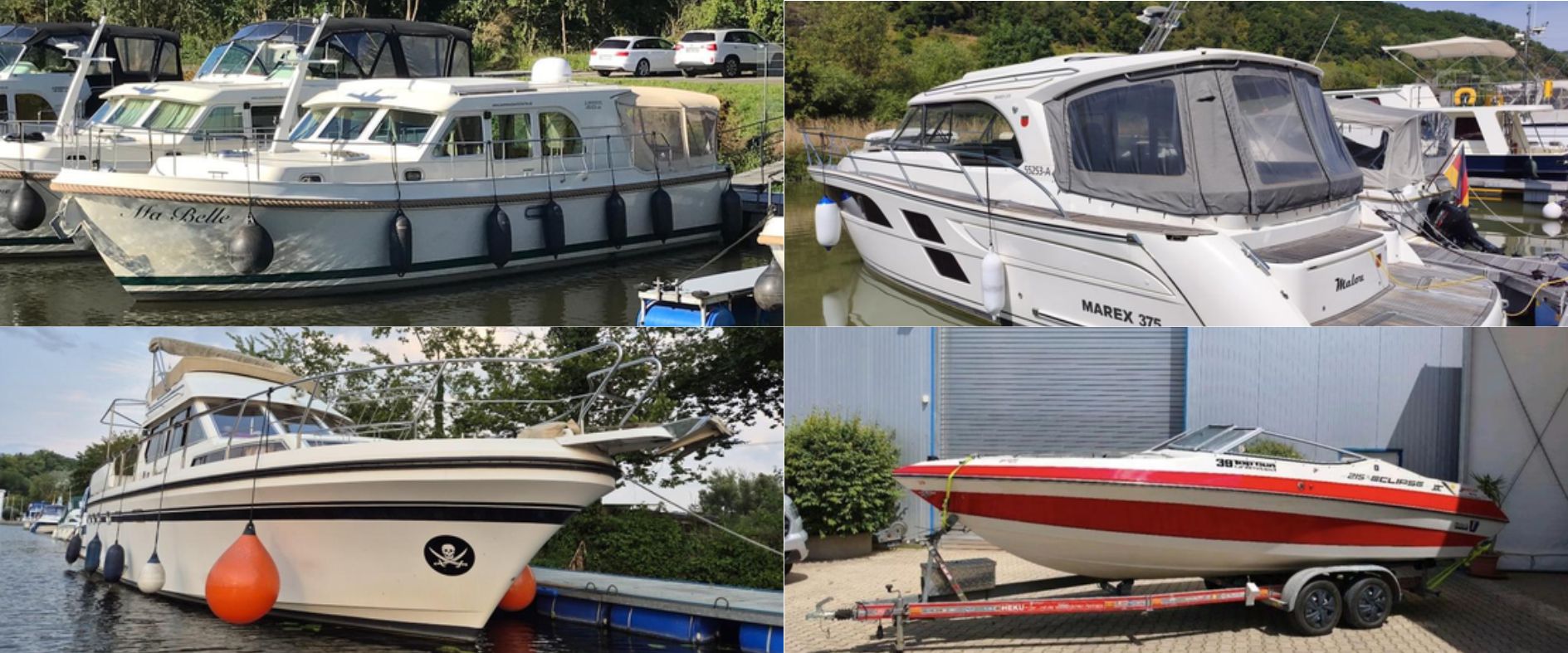 Eine Auswahl verschiedener Yachten und Boote, die bei Mosel Yachting zu kaufen sind.